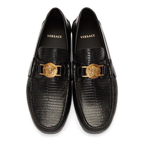 versace leather slip on|Versace medusa loafers.